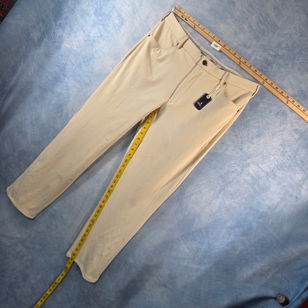 Johnnie-O Mens Performance Golf Pants Stone Beige 36x30 Stretch Trousers NEW - Picture 5 of 9